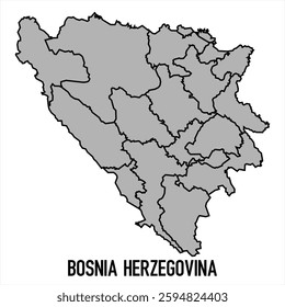 Bosnia Herzegovina map in grey style isolated on white background. Vector illustration