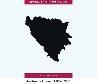 Bosnia and Herzegovina Map. High Detailed Silhouette Map In Soft Background - Vector.