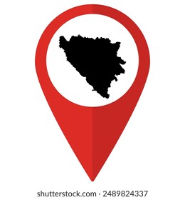 Bosnia and Herzegovina map. Map of Bosnia and Herzegovina on map pin icon red color isolated