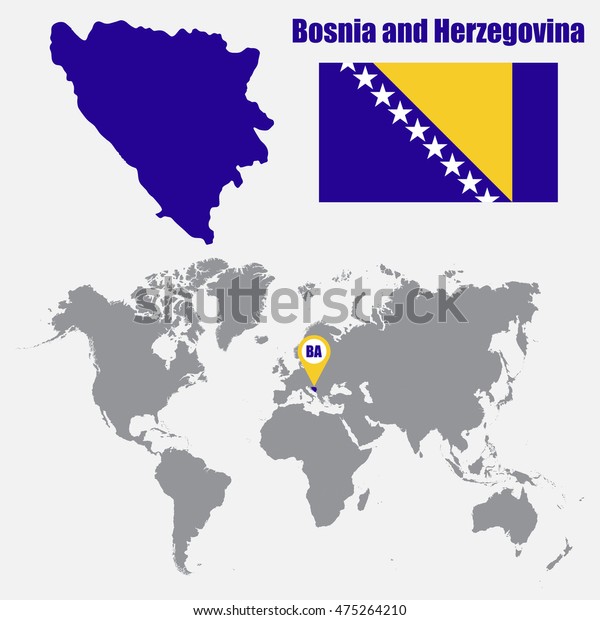 Bosnia Herzegovina Map On World Map Stock Vector Royalty Free