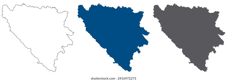 Bosnia and Herzegovina map. Map of Bosnia and Herzegovina in set