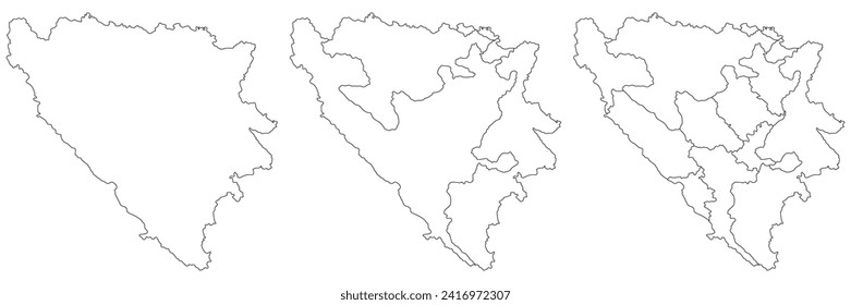 Bosnia and Herzegovina map. Map of Bosnia and Herzegovina in set