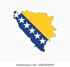 Bosnia and Herzegovina Map vector icon. Map of Bosnia and Herzegovina in Flag colors.