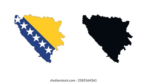 Bosnia and Herzegovina Map vector icon. Map of Bosnia and Herzegovina in Flag colors.