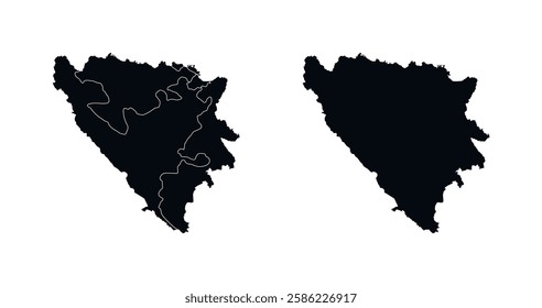 
Bosnia and Herzegovina Map vector icon. Map of Bosnia and Herzegovina Black Silhouette.