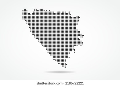 Bosnia and Herzegovina Map - World map vector template with Black pixel, grid, grunge, halftone style isolated on white background for education, infographic, design - Vector illustration eps 10 