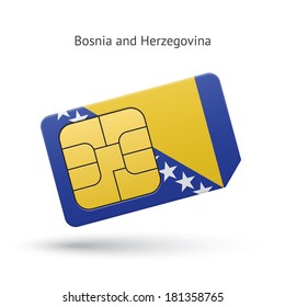 Bosnia and Herzegovina mobile phone sim card with flag. Vector illustration.