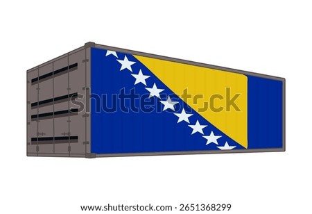 Bosnia and Herzegovina national flag with shipping container