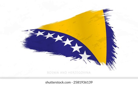 Bosnia and Herzegovina National Flag with Textured Brush Strokes. Artistic Brush Stroke Design.