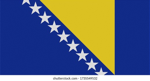 Bosnia and Herzegovina original flag on nylon fabric texture. Vector illustration.