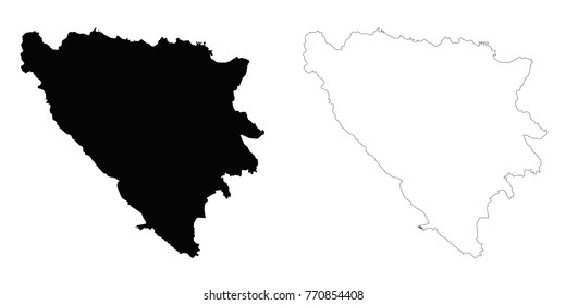 Bosnia and Herzegovina outline map - detailed isolated vector country border contour maps of Bosnia on white background