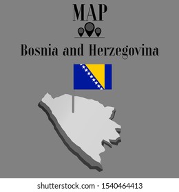 Bosnia and Herzegovina outline world map silhouette vector illustration, creative design background, national country flag, design element, symbols from countries all continents set. 