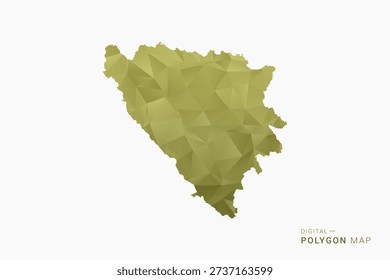 Bosnia and Herzegovina polygon map vector illustration in low poly geometric style, soft pastel colors with Olive green, clean silhouette on solid background, ideal for infographic.