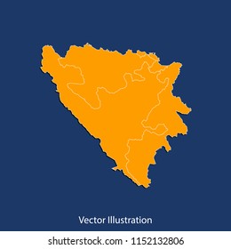 Bosnia Herzegovina Regions map - High detailed color map of Bosnia Herzegovina Regions
. flat design style, clean and modern.Vector illustration eps 10