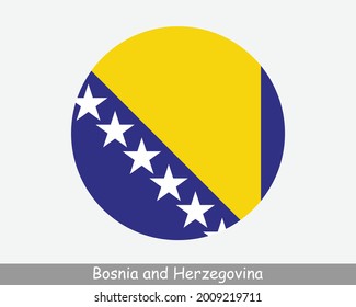 Bosnia and Herzegovina Round Circle Flag. Bosnian and Herzegovinian Circular Button Banner Icon. EPS Vector