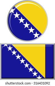 Bosnia and Herzegovina round and square icon flag. Vector illustration Eps 8.
