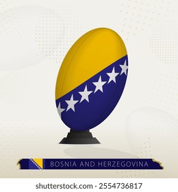 Bosnia and Herzegovina Rugby Ball on Rugby Kicking Tees with Modern Design. Illustration perfect for sports, national pride, and rugby-related projects.