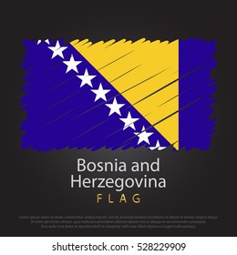 bosnia and herzegovina scribbled flag. hand drawn lines in Vector Format on Gray Background. Vector illustration eps 10.