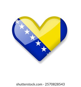 Bosnia and Herzegovina - Shiny Flag in the Form of Heart. Vector Illustration.
