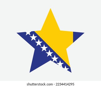 Bosnia and Herzegovina Star Flag. Bosnian and Herzegovinian Star Shape Flag. Country National Banner Icon Symbol Vector 2D Flat Artwork Graphic Illustration svg