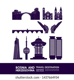 Bosnia and Herzegovina travel destination grand vector illustration.