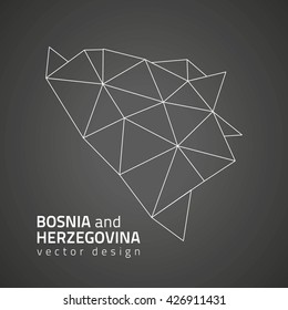 Bosnia and Herzegovina vector contour  black map