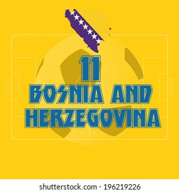BOSNIA AND HERZEGOVINA vector illustration, map with soccer ball