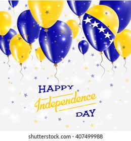 Bosnia and Herzegovina Vector Patriotic Poster. Independence Day Placard with Bright Colorful Balloons of Country National Colors. Bosnia and Herzegovina Independence Day Celebration.