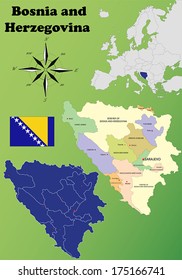 Bosnia and Herzegovina vector set. Isolated.