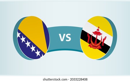 Bosnia and Herzegovina versus Brunei, team sports competition concept. Round flag of countries.