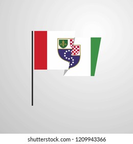 Bosnia and Herzegovina waving Flag design vector