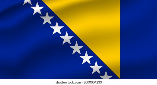 Bosnia and Herzegovina waving flag. Vector editable.