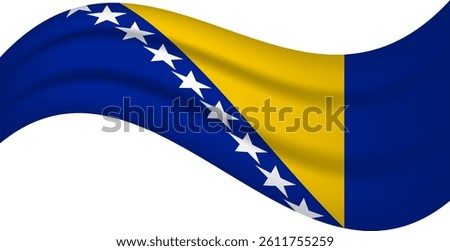 Bosnia and Herzegovina wavy flag, waving flag vector illustration