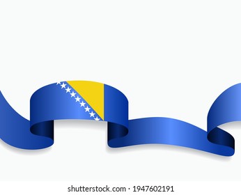 Bosnia Herzegovinan flag wavy abstract background. Vector illustration.