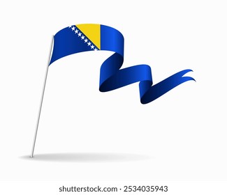 Bosnia Herzegovinan flag wavy background layout. Vector illustration.