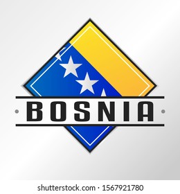 Bosnia and Herzergovina Flag Emblema. Vector Design National. Illustration Country Symbol. Insignia Banner Logo.