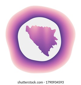 Bosnia icon. Colorful gradient logo of the country. Purple red Bosnia rounded sign with map for your design. Vector illustration.