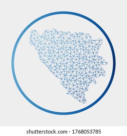 Bosnia icon. Network map of the country. Round Bosnia sign with gradient ring. Technology, internet, network, telecommunication concept. Vector illustration.