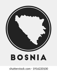 Bosnia icon. Round logo with country map and title. Stylish Bosnia badge with map. Vector illustration.