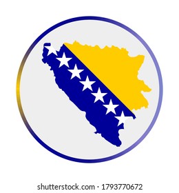 Bosnia icon. Shape of the country with Bosnia flag. Round sign with flag colors gradient ring. Stylish vector illustration.