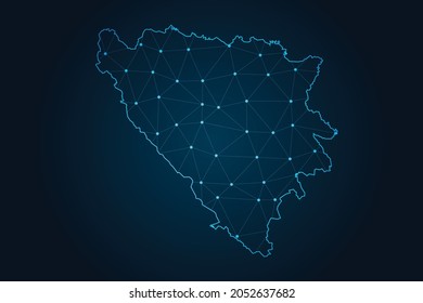 bosnia map ,Abstract mash line and point scales on dark background for your web site design map logo, app, ui,Travel. Vector illustration eps 10.