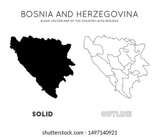 Bosnia map. Blank vector map of the country with regions. Borders of Bosnia for your infographic. Vector illustration.