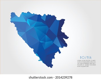 Bosnia map blue Color on white background polygonal