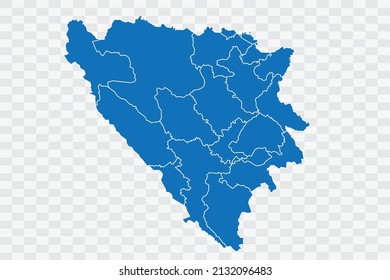 Bosnia Map blue Color on Backgound png
