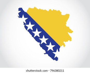 Bosnia Map Flag Territory