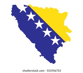 Bosnia Map With Flag Vector