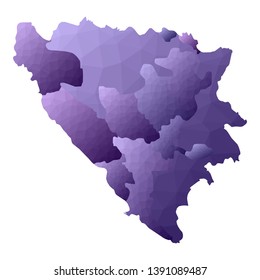 Bosnia map. Geometric style country outline. Comely violet vector illustration.