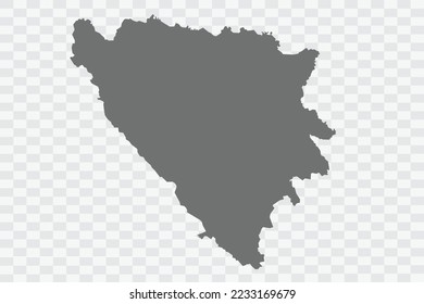 Bosnia Map grey Color on White no demarcation line Background  Png