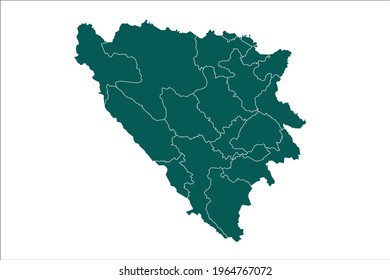 Bosnia map Olive green Color on White Backgound