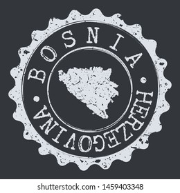Bosnia Map Seal. Silhouette Postal Passport Stamp. Round Vector Icon Postmark.